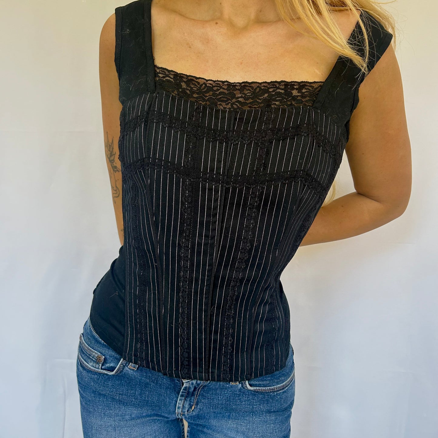 The Pinstripe Tripp Corset (S)